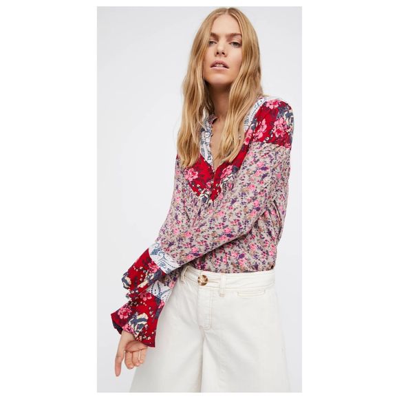 FREE PEOPLE Wildflower Bohemian Fields Long Sleeve Multicolor Tunic - Picture 2 of 8